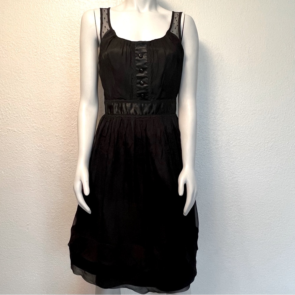 Anthropologie Burlapp 100% Silk Sheer Gauze Ruffle Party Dress